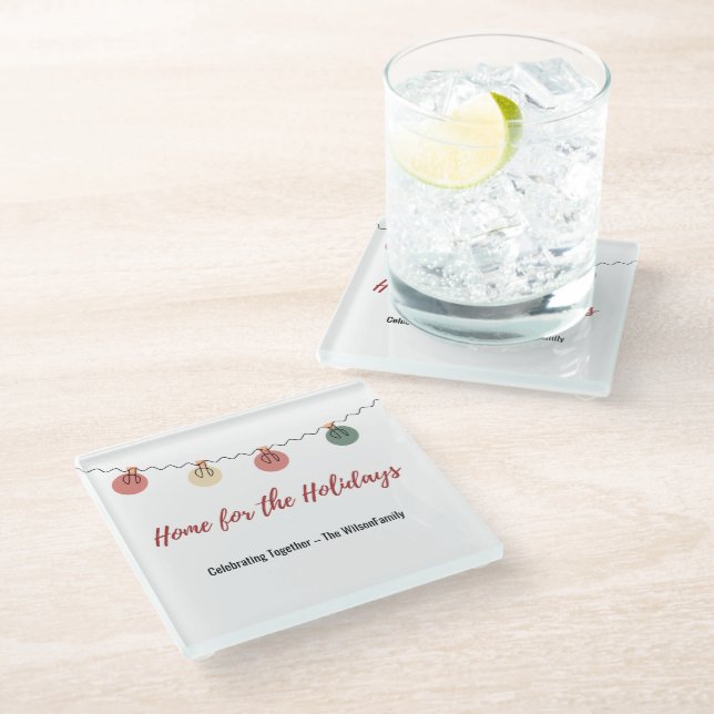 Dessous-de-verre En Verre Christmas Glass Coaster with Playful Holiday Icons (Incliné)