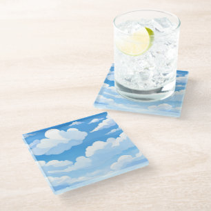 Dessous-de-verre En Verre Ciel Plein de Nuages Peinture de Ciel Bleu à l'A