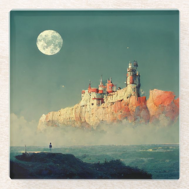 Dessous-de-verre En Verre Citadelle côtière Imaginaire Sci-Fi (Devant)