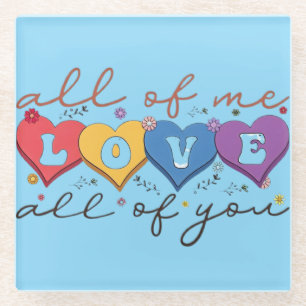 Dessous-de-verre En Verre Citation d'amour de cœur coloré