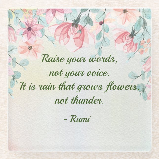 Dessous-de-verre En Verre Citation Rumi de la pluie (Devant)