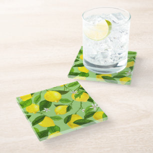 Dessous-de-verre En Verre Citron Aquarelle 3