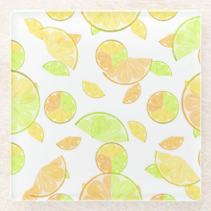 Dessous-de-verre En Verre citron vert orange tranches fruits agrumes nature
