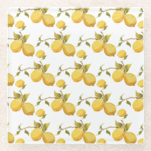 Dessous-de-verre En Verre Citrons vintages frais : Conception simpliste