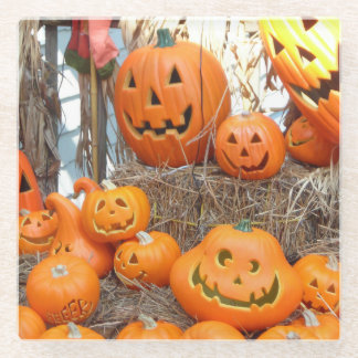 Dessous-de-verre En Verre Citrouille halloween Jack-o'-lantern orange citrou