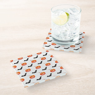 Dessous-de-verre En Verre Citrouilles et chauves-souris d'Halloween, Trou ou