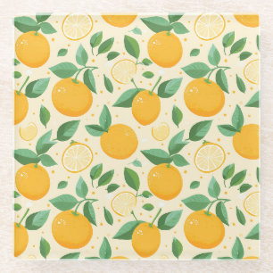 Dessous-de-verre En Verre Citrus citron jaune motif de fruits tropicaux