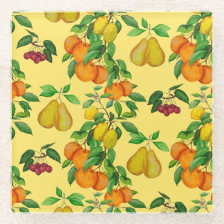 Dessous-de-verre En Verre Citrus, poire, cerise : aquarelle.