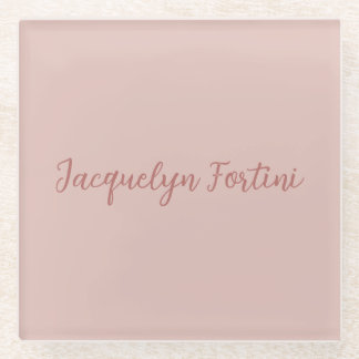 Dessous-de-verre En Verre Clair Elegant Rose Gold Calligraphie Nom du script