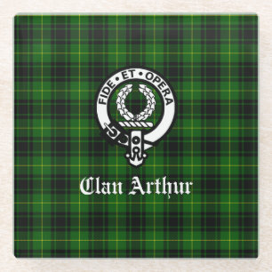 Dessous-de-verre En Verre Clan Arthur / MacArthur Crest & Tartan