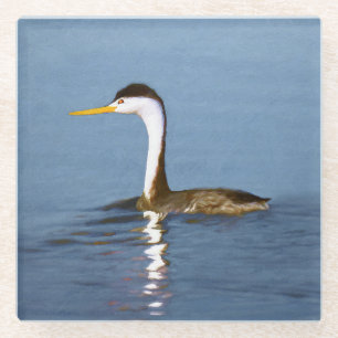 Dessous-de-verre En Verre Clark's Grebe Painting - Art original pour les ois