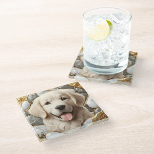 Dessous-de-verre En Verre Classic Golden Retriever Marble Harmony
