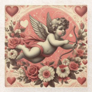 Dessous-de-verre En Verre Classic/Vintage/Retro Saint-Valentin cupide
