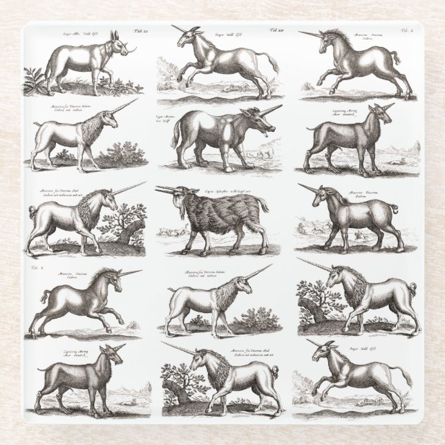 Dessous-de-verre En Verre Classique Unicorne Antique Mythique Magie Créature (Devant)