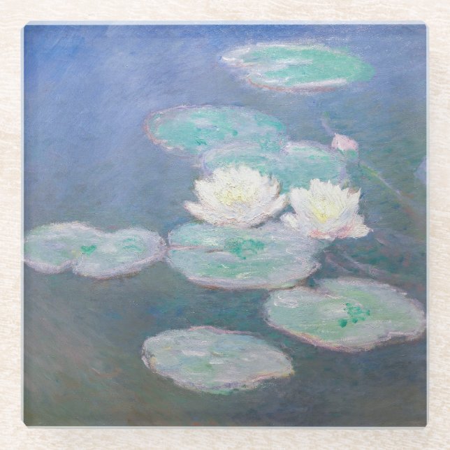 Dessous-de-verre En Verre Claude Monet - Lys à eau, effet du soir (Devant)