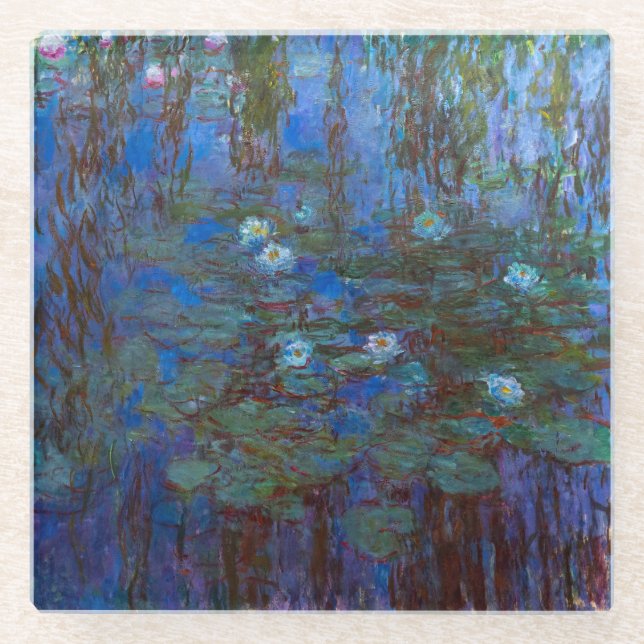 Dessous-de-verre En Verre Claude Monet - Lys d'Eau Bleue (Devant)
