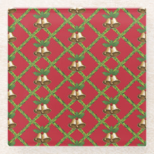 Dessous-de-verre En Verre Cloches traditionnelles à sonnettes rouges et vert