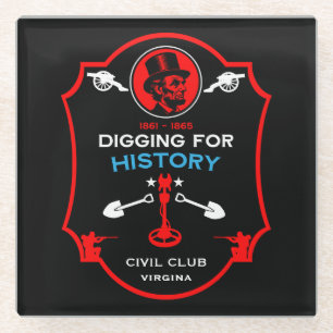 Dessous-de-verre En Verre Club de détection de métaux de la guerre civile am