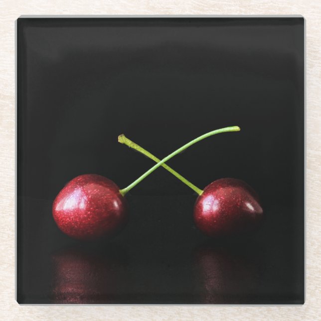 Dessous-de-verre En Verre Coastère des Deux Cerises (Devant)