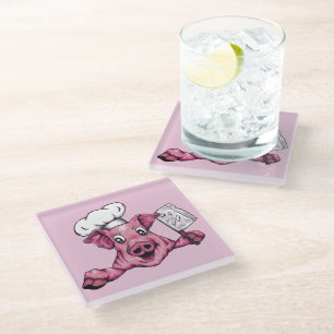 Dessous-de-verre En Verre Cochon Le Cuisinier Drôle Maniaque Homicide Art de