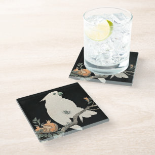 Dessous-de-verre En Verre Cockatoo et grenade, art de Ohara Koson