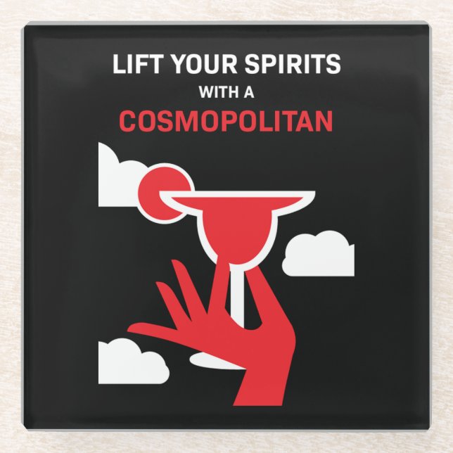 Dessous-de-verre En Verre Cocktail cosmopolite (Devant)