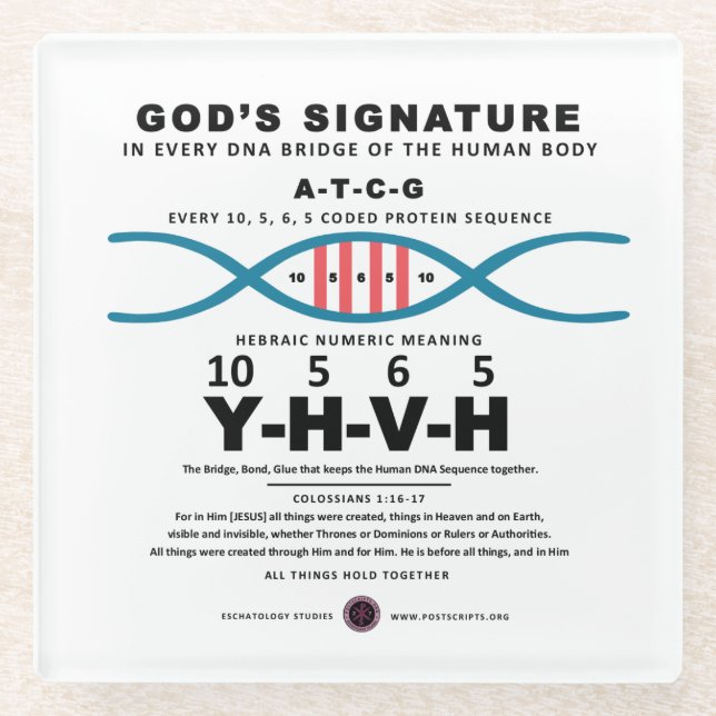 Dessous-de-verre En Verre Code ADN-YHVH (Devant)