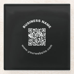 Dessous-de-verre En Verre Code QR avec nom d'entreprise Texte circulaire gra