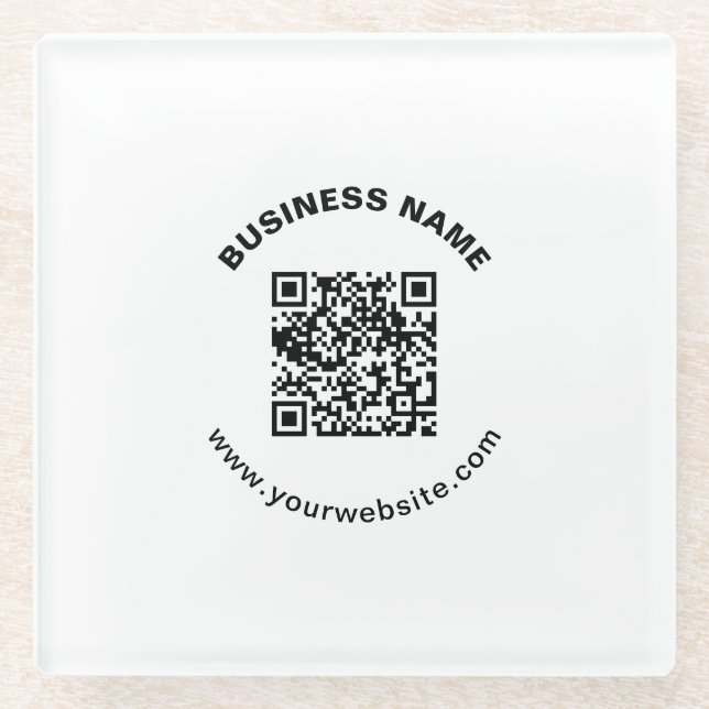 Dessous-de-verre En Verre Code QR avec nom d'entreprise Texte circulaire gra (Devant)
