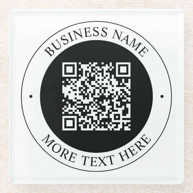 Dessous-de-verre En Verre Code QR avec nom d'entreprise Texte circulaire mod (Devant)