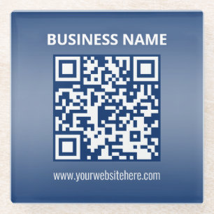 Dessous-de-verre En Verre Code QR   Bleu (ou toute couleur)