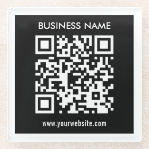 Dessous-de-verre En Verre Code QR modifiable (généré instantanément) Noir