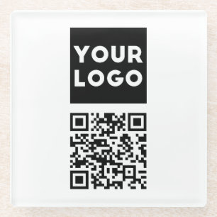 Dessous-de-verre En Verre Code QR modifiable & Votre logo ou image d'entrepr