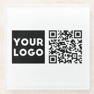 Dessous-de-verre En Verre Code QR modifiable & Votre logo ou image d'entrepr