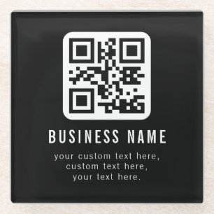 Dessous-de-verre En Verre Code QR personnalisable & Conception de texte modi