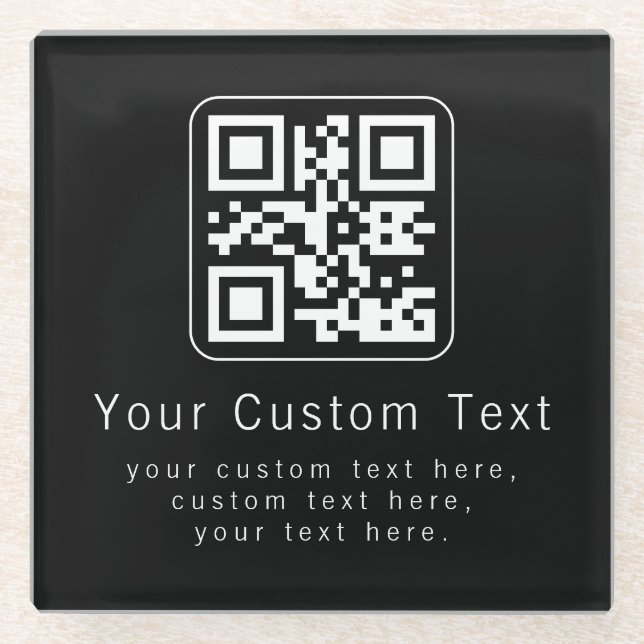 Dessous-de-verre En Verre Code QR personnalisable & modèle de texte modifiab (Devant)