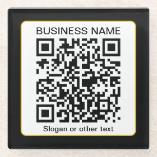 Dessous-de-verre En Verre Code QR scannable modifiable + Nom de votre entrep
