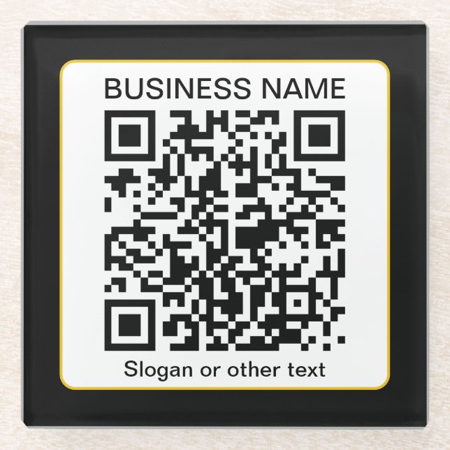 Dessous-de-verre En Verre Code QR scannable modifiable + Nom de votre entrep (Devant)