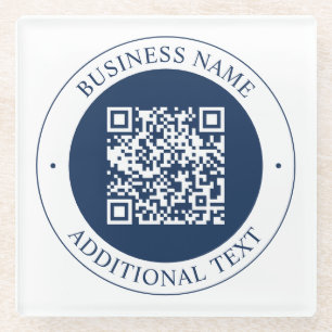Dessous-de-verre En Verre Code QR & Texte personnalisables Bleu marine fon