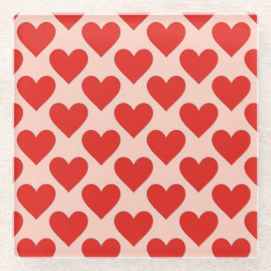 Dessous-de-verre En Verre Cœur de la Saint-Valentin traditionnel rouge