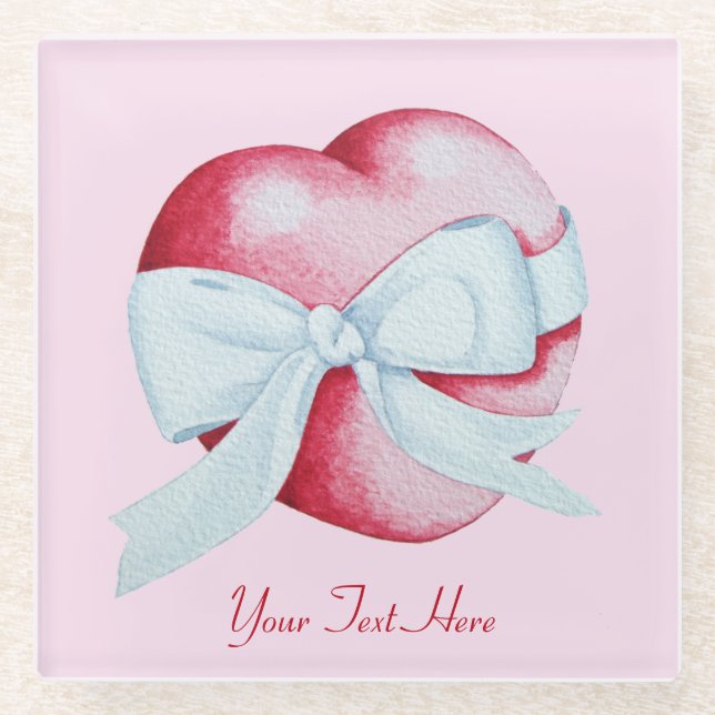 Dessous-de-verre En Verre coeur rouge avec la conception originale d'art (Devant)