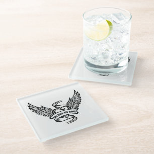 Dessous-de-verre En Verre Coeur vintage Avec Ailes, L'Amour Vous Donne Des A