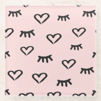 Dessous-de-verre En Verre Coeurs et yeux : Grunge Sketch Vintage