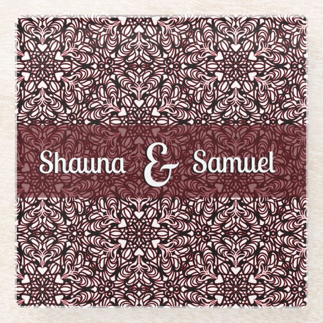 Dessous-de-verre En Verre Coeurs Mandal (Devant)