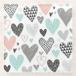 Dessous-de-verre En Verre Coeurs MultiDesign