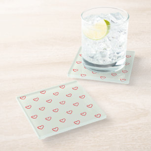 Dessous-de-verre En Verre Coeurs rouges Motif, mignonne, amour
