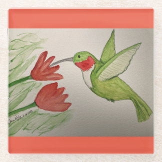 Dessous-de-verre En Verre Colibri Aquarelle
