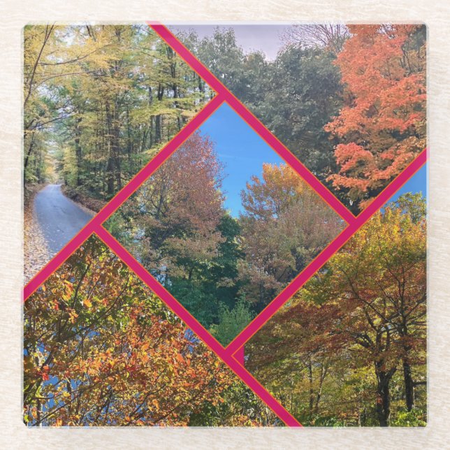 Dessous-de-verre En Verre Collage de feuillage d'automne (Devant)