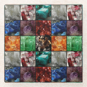 Dessous-de-verre En Verre Collage de pierres précieuses
