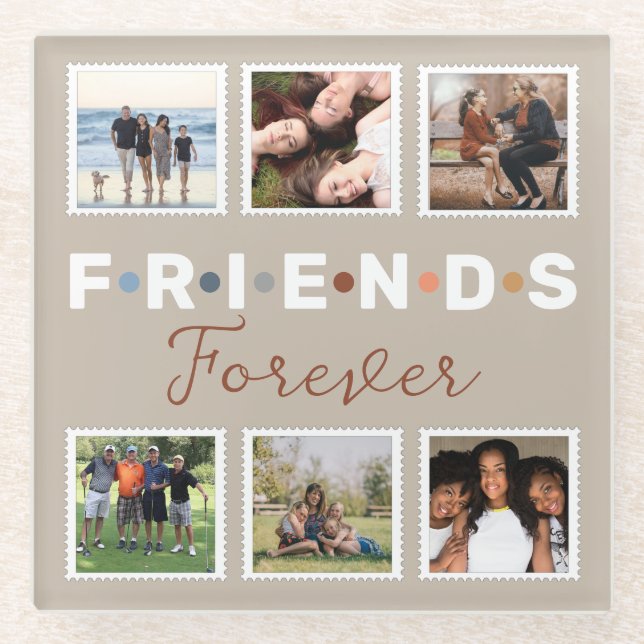 Dessous-de-verre En Verre Collection photo moderne Beige Friends Forever (Devant)